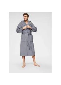 Herrenbademantel Bruno Banani "Danny, Normall&auml;nge & &Uuml;berl&auml;nge, auch in extra lang, Hotelbademantel" Gr. 4XL, grau, L:125cm, Walkfrottee, Hausm&auml;ntel, mit Logostreifen, Herren Bademantel aus 100% Baumwolle, S-4XL
