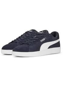 Sneaker Puma "SMASH 3.0", Damen, Gr. 42,5, blau (parisian night, Puma wei&szlig;, Puma silber), Leder, unifarben, Schuhe Sneaker, klassische Tennissport-Silhouette, gepufferter Schuhkragen