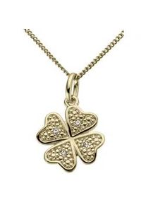 Kettenanh&auml;nger Firetti "Schmuck Geschenk Gold 333 Halsschmuck Anh&auml;nger f&uuml;r Halskette Kleeblatt", gold (gelbgoldfarben, wei&szlig;, wwei&szlig;), Schmuckanh&auml;nger, Damen, 0,02 P2 = erkennbare Einschl&uuml;sse, Diamanten Gelbgold 333, 0,8 g, Diamanten, Gelbgold 333, Kettenanh&auml;nger, mit Brillanten