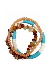 Armband Set Firetti "Multipack Schmuck Geschenk Zugarmb&auml;nder Steinarmband Edelstein", bunt (orangerot, hellbraun, orangerot, hellbraun), Armb&auml;nder, Damen, 18cm, Glas Resin Silikon Stein, Glas, Resin, Silikon, Stein, Made in Germany - mit Achat, Glasstein