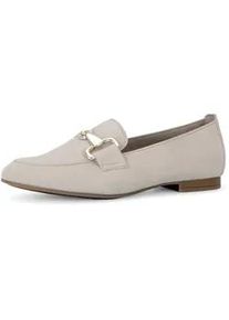 Slipper Gabor, Damen, Gr. 44, beige (hellbeige), Ziegenveloursleder, unifarben, Schuhe Slipper, Loafer, Halbschuh, Businessschuh mit edler Zierschnalle