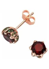 Paar Ohrstecker Firetti "Schmuck Geschenk Silber 925 Ohrschmuck Edelstein Granat", rosa (silber, 925, schwarz, ros&eacute;goldfarben, rot, gr&uuml;n, rot, gr&uuml;n), Ohrringe, Damen, 7mm, Silber 925 (Sterlingsilber), mit Granat, Zirkonia (synth.)