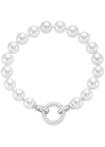 Perlenarmband Firetti "Schmuck Geschenk Silber 925 Armschmuck Armband Armkette Glitzer", wei&szlig; (silberfarben, kristallwei&szlig;, wei&szlig;, kristallwei&szlig;), Armb&auml;nder, Damen, 19cm, Baumwolle Perlen Silber 925 (Sterlingsilber), Baumwolle, Perlen, Silber 925 (Sterlingsilber), Perlenarmband, mit Zirkonia (synth.) - mit Muschelperle