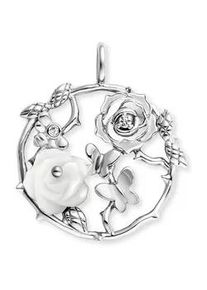 Kettenanh&auml;nger Engelsrufer "Rose Garden", wei&szlig; (silberfarben, kristallwei&szlig;, perlmuttfarben, kristallwei&szlig;), Schmuckanh&auml;nger, Damen, Silber 925 (Sterlingsilber), 5,05 g, Kettenanh&auml;nger, mit Zirkonia (synth.) - mit Perlmutt (synth.)