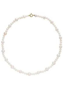 Perlenkette Firetti "Schmuck Geschenk Gold 375 Halsschmuck Halskette Perle", gold (gelbgoldfarben, wei&szlig;), Halsketten, Damen, Gelbgold 375 Perlen Seide, L: 45, Gelbgold 375, Perlen, Seide, Perlenkette, Made in Germany - mit S&uuml;&szlig;wasserzuchtperle