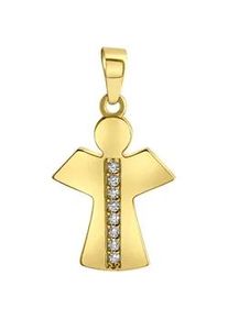 Engelanh&auml;nger Firetti "Schmuck Geschenk Gold 375 Halsschmuck Anh&auml;nger Halskette Engel", gold (gelbgoldfarben, kristallwei&szlig;, kristallwei&szlig;), Schmuckanh&auml;nger, Damen, Gelbgold 375, 0,5 g, mit Zirkonia (synth.)
