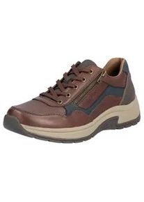 Sneaker Rieker, Herren, Gr. 41, bunt (braun, dunkelblau), Leder, Lederimitat, Schuhe Sneaker, Freizeitschuh, Halbschuh, Schn&uuml;rschuh mit gepolstertem Schaftrand