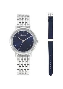 Quarzuhr, silber (silberfarben, dunkelblau), ANISTON JEWELRY & WATCHES, Armbanduhren, Damen, Quarzuhr, Armbanduhr, Damenuhr, Ideal auch als Geschenk, neue Kollektion