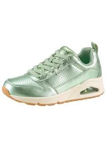 Sneaker Skechers "UNO-METALLIXS", Damen, Gr. 39, gr&uuml;n (mintgr&uuml;n), Leder, metallic, Schuhe Sneaker, Keilsneaker, Plateausneaker, Schn&uuml;rschuh, Halbschuh im Metallic-Look