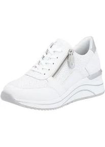 Keilsneaker Remonte, Damen, Gr. 39, silber (wei&szlig;, silberfarben), Leder, Schuhe Sneaker, Freizeitschuh, Halbschuh, Schn&uuml;rschuh mit Schaftrandpolsterung