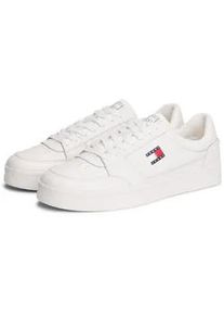 Tommy Hilfiger Sneaker TOMMY JEANS "TJM THE GREENWICH NEW ESS", Herren, Gr. 44, wei&szlig; (wei&szlig; kombiniert), Leder, Textil, Schuhe Sneaker, Freizeitschuh, Halbschuh, Schn&uuml;rschuh im Basekt-Style
