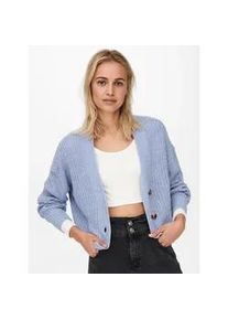 Strickjacke Only "ONLCAROL NICE L/S CARDIGAN KNT NOOS", Damen, Gr. S, blau (blau heron), Strick, Obermaterial: 100% Polyacryl, unifarben, regular fit h&uuml;ftlang, V-Ausschnitt, Rippb&uuml;ndchen, Strickjacken Strickjacke, Kunstfaser, regular fit