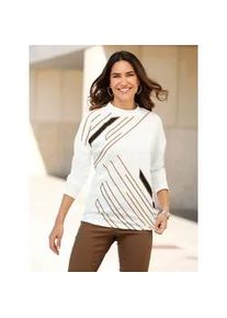 Stehkragenshirt Classic Basics "Stehkragen-Shirt", Damen, Gr. 54, beige (ecru, schoko, bedruckt), 100% Baumwolle, bedruckt, gemustert, mehrfarbig, Shirts Stehkragenshirt