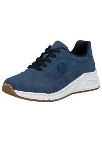 Sneaker Rieker, Damen, Gr. 39, blau (jeansblau), Nubuklederimitat, unifarben, Schuhe Sneaker, mit MemoSoft-Innensohle, Freizeitschuh, Halbschuh, Schn&uuml;rschuh