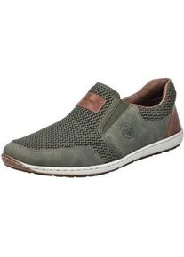 Slipper Rieker, Herren, Gr. 40, gr&uuml;n (khaki, cognac), Lederimitat, Textil, Schuhe Slipper, Sommerschuh, Schlupfschuh, Freizeitschuh mit kontrastfarbenen Bes&auml;tzen