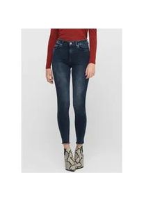 Skinny-fit-Jeans Only "ONLBLUSH MID SK ANK RW REA409 NOOS", Damen, Gr. XL (42), L&auml;nge 32, blau (blau schwarz denim), Denim/Jeans, Obermaterial: 92% Baumwolle, 6% Polyester, 2% Elasthan, Abriebeffekte, unifarben, skinny fit, Jeans