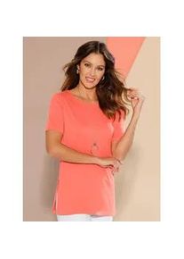 Longshirt Classic Basics "Longshirt", Damen, Gr. 44, orange (koralle), 100% Baumwolle, unifarben, Rundhals, Shirts Longshirt