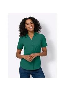 Hemdbluse Classic Basics, Damen, Gr. 46, gr&uuml;n, 100% Polyester, unifarben, V-Ausschnitt, Blusen Hemdbluse