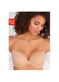 Schalen-BH Lascana "Ela", Damen, Gr. 85, Cup A, braun (toffee), Microtouch, Obermaterial: 82% Polyamid (TACTEL), 18% Elasthan (LYCRA), Basic, BHs Schalen-BH, mit transparenten Tr&auml;gern, perfect basic mit B&uuml;gel, Basic Dessous