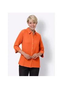 Hemdbluse Classic Basics, Damen, Gr. 44, orange, 100% Baumwolle, unifarben, Blusen Hemdbluse