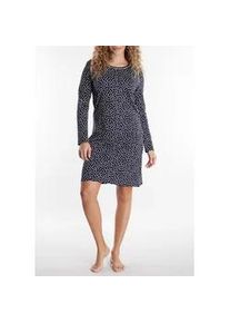 G&ouml;tzburg Nachthemd G&Ouml;TZBURG "Marseille", Damen, Gr. 38 (M), N-Gr, blau (blau, dunkel, punkte), Single Jersey, Obermaterial: 100% Baumwolle, gepunktet, bequem ca. Mitte Oberschenkel, Rundhals, Kleider Nachthemd, gepunktet, lang&auml;rmelig, Rundhalsausschnitt, Baumwolle, elastisch