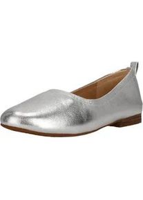 Ballerina Clarks "Fawna Soft", Damen, Gr. 41, silber (silberfarben), Leder, Schuhe Ballerina, im coolen Metallic-Look