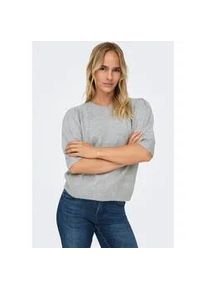 Strickpullover Only "ONLRICA LIFE 2/4 PULLOVER KNT NOOS", Damen, Gr. L, grau (light grau melange), Strick, Obermaterial: 93% Polyester, 4% Nylon, 3% Elasthan, unifarben, regular fit h&uuml;ftlang, Rundhals, Rippb&uuml;ndchen, Pullover Strickpullover, Materialmix