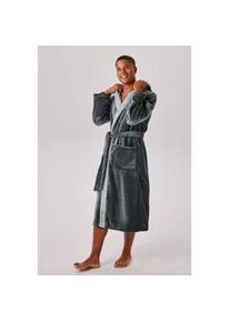 Unisex-Bademantel OTTO HOME "Miia, ideal f&uuml;r Sauna, Spa & im Urlaub" Gr. S, anthrazit, grau, L:120cm, Microfaser, Hausm&auml;ntel, weich und kuschelig, pl&uuml;sch, f&uuml;r Damen und Herren, S-XL