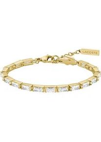 Tennisarmband Lacoste "DUCHESS", gelbgoldfarben, kristallwei&szlig;, kristallwei&szlig;, Armb&auml;nder, Damen, 18cm, Edelstahl, Tennisarmband, mit Preciosa Crystal