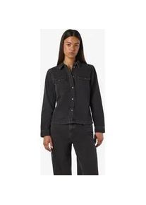 Jeansbluse Noisy may "NMNEW SIGNE L/S DENIM SHIRT VI001BL NOOS", Damen, Gr. L, schwarz (schwarz denim), Denim/Jeans, Obermaterial: 100% Baumwolle, unifarben, h&uuml;ftlang, Blusen Jeansbluse