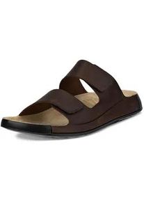 Pantolette Ecco "Cozmo M", Herren, Gr. 41, braun (dunkelbraun), Nubukleder, Schuhe Pantolette, Sommerschuh, Schlappen, Klettschuh mit dezenten Ziern&auml;hten