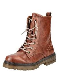 Schn&uuml;rstiefelette Mustang SHOES "Mustang Shoes Stiefelette Lederimitat", Damen, Gr. 39, kastanie, Lederimitat, Schuhe Schn&uuml;rstiefelette