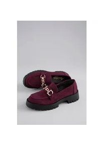 Loafer ANISTON SHOES, Damen, Gr. 39, bordeaux, Velourslederimitat, Schuhe Loafer Business-Slipper, Slipper, Halbschuh mit Bequemweite G (=weit) - NEUE KOLLEKTION