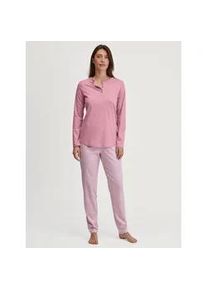 Schlafanzug Calida "Striped Dreams", Damen, Gr. M (44/46), lila (lilas), Interlock, Obermaterial: 100% Baumwolle, bequem lang, Rundhals, Homewear-Sets Schlafanzug, mit Kopfleiste, Interlock-Qualit&auml;t, lange &Auml;rmel