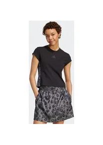 T-Shirt Adidas SPORTSWEAR "W AOP TEE", Damen, Gr. XL, schwarz, multicolor, grau five, Obermaterial: 93% Baumwolle, 7% Elasthan, Rundhals, Shirts T-Shirt, sportlicher Schnitt, kurze &Auml;rmel, mit Leopardenprint