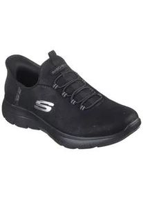 Slip-On Sneaker Skechers "SUMMITS", Damen, Gr. 35, schwarz, Textil, unifarben, Schuhe Sneaker, Slipper, Freizeitschuh, Halbschuh in veganer Verarbeitung