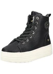 Sneaker Mustang SHOES "Mustang Shoes Sneaker Lederimitat", Damen, Gr. 37, schwarz, Lederimitat, Schuhe Sneaker