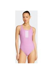 Badeanzug Adidas PERFORMANCE "3S MID SUIT", Damen, Gr. 46, N-Gr, preloved lila, wei&szlig;, Obermaterial: 78% Polyamid, 22% Elasthan, Badeanz&uuml;ge Badeanzug, sportlicher Schnitt, stretchiges, chlorresistentes Material