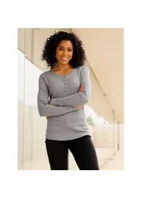 Langarmshirt Classic Basics "Langarm-Shirt", Damen, Gr. 48, grau, 95% Baumwolle, 5% Elasthan, unifarben, Shirts Langarmshirt