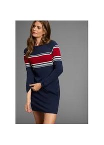 Strickkleid Laura Scott, Damen, Gr. 34, N-Gr, blau (marine), Feinstrick, Obermaterial: 50% Viskose, 28% Polyester, 22% Polyamid, clean, colorblocking, mehrfarbig, figurbetont mini, Rundhals, Rippb&uuml;ndchen, Kleider Strickkleid, in figurnaher Form mit Zierstreifen