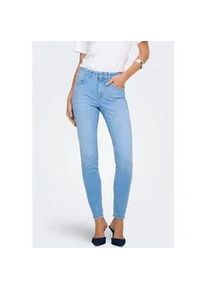 Skinny-fit-Jeans Only "ONLBLUSH MID SK ANK RW DNM REA130 NOOS", Damen, Gr. S, L&auml;nge 32, light blau denim, Denim/Jeans, Obermaterial: 92% Baumwolle, 6% Elastomultiester, 2% Elasthan, unifarben, skinny fit kn&ouml;chelfrei, Jeans, hohe Taille, Bleach Wash f&uuml;r einen Faded-Look, ausgefranster Saum