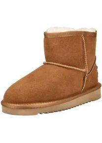 Stiefelette Mustang SHOES "Mustang Shoes Stiefelette Veloursleder", Damen, Gr. 40, braun (cognac), Veloursleder, Schuhe Stiefelette