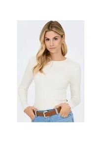 Langarmshirt Only "ONLINA L/S O-NECK TOP JRS", Damen, Gr. L, cloud dancer, Jersey, Obermaterial: 95% Baumwolle, 5% Elasthan, unifarben, regular fit, Rundhals, Shirts Langarmshirt