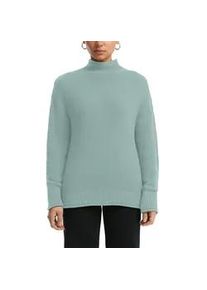 Strickpullover QS, Damen, Gr. M, sage gr&uuml;n, Strick, Obermaterial: 50% Baumwolle, 50% Polyacryl, unifarben, bequem h&uuml;ftbedeckend, Rundhals, Rollkanten, Pullover Strickpullover, in Struktur-Optik und mit Stehkragen