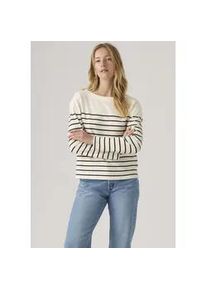 Levi's Langarmshirt LEVI'S "MARIN STRIPE TOP", Damen, Gr. L (40), magnolia stripe egre, Sweatware, Obermaterial: 100% Baumwolle, gestreift, normal h&uuml;ftbedeckend, Rundhals, Shirts Langarmshirt, Saum mit kurzen Seitenschlitzen