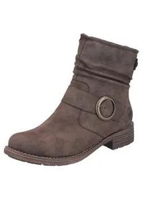 Stiefelette Rieker, Damen, Gr. 36, dunkelbraun, Lederimitat, used, Schuhe Stiefelette, Boots, Blockabsatz, slouchy Schaft und Innenrei&szlig;verschluss