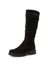 Stiefel Tamaris, Damen, Gr. 37, Normalschaft, schwarz, Veloursleder, unifarben, Schuhe Stiefel, Blockabsatz, Langschaftstiefel mit slouchy Falten am Schaft