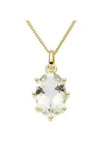 Kettenanh&auml;nger Firetti "Schmuck Geschenk Gold 375 Halsschmuck Anh&auml;nger Oval", gold (gelbgoldfarben, gr&uuml;n, gr&uuml;n), Schmuckanh&auml;nger, Damen, Gelbgold 375, 1,6 g, Kettenanh&auml;nger, mit Amethyst