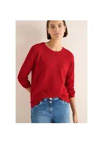 Rundhalspullover Cecil, Damen, Gr. M (40), fiery rot heather melange, Strick, Obermaterial: 60% Baumwolle, 40% Polyester, meliert, regular fit normal, Rundhals, gerader Abschluss, Pullover Rundhalspullover, mit Struktur