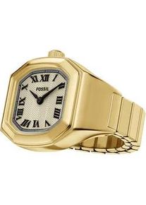 Quarzuhr Fossil "HARLOW WATCH RING", gelbgoldfarben, schwarz, Armbanduhren, Damen, Quarzuhr, Armbanduhr, Damenuhr, Edelstahlarmband, analog